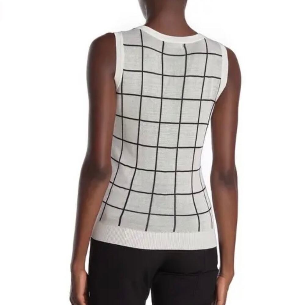 Halogen White & Black Box Striped Sweater Vest - Picture 2 of 10